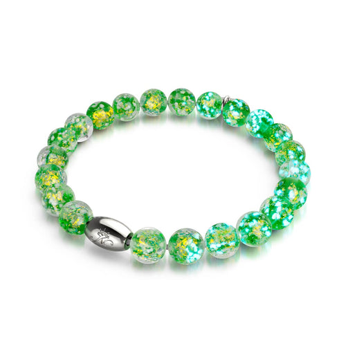 Bracelet en verre feu d'artifice en argent sterling 925 | Éclat verdoyant