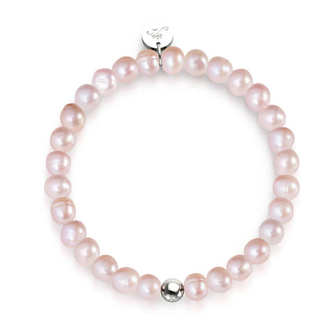 Bracelet en perles d'eau douce | Argent sterling 925 | Rose poudré