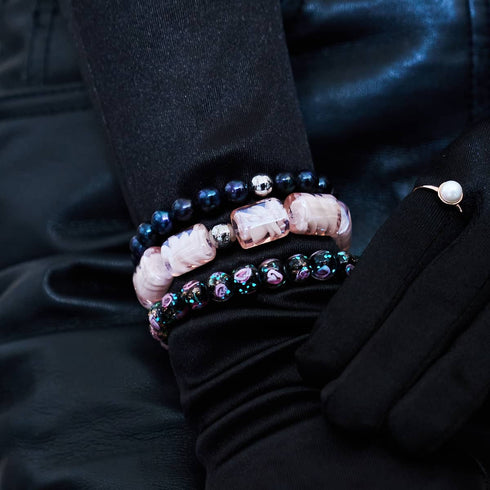Bracelet en perles d'eau douce bleu nuit | Argent sterling 925