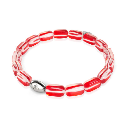 Bracelet galet en verre galaxie | Argent sterling 925 | Lune de sang 