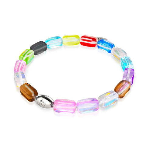 Cascade cosmique | Argent sterling 925 | Bracelet galet de verre Galaxy