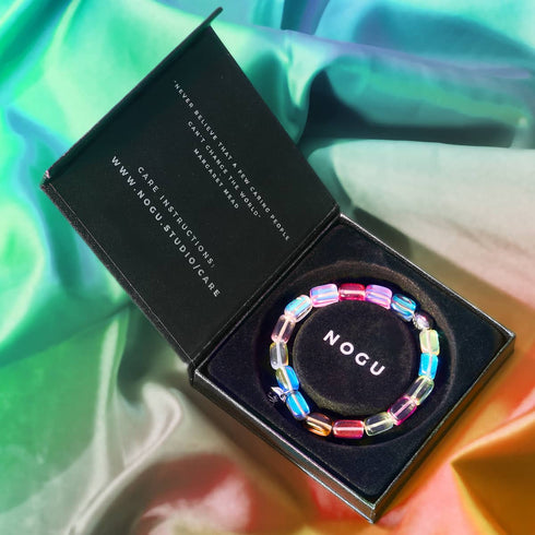 Cascade cosmique | Argent sterling 925 | Bracelet galet de verre Galaxy