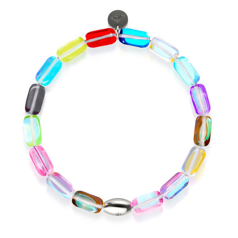 Cascade cosmique | Argent sterling 925 | Bracelet galet de verre Galaxy