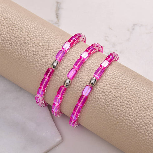 Rosette Nebula | Bracelet galet en verre Galaxy en argent sterling 925 