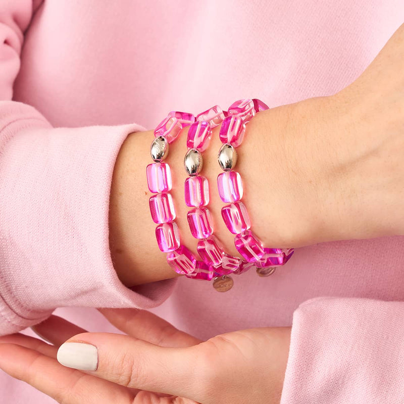 Rosette Nebula | Bracelet galet en verre Galaxy en argent sterling 925 