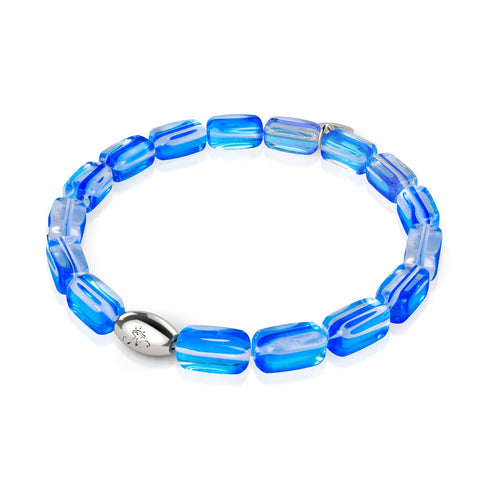 Bracelet galet en verre Galaxy en argent sterling 925 et saphir supernova 