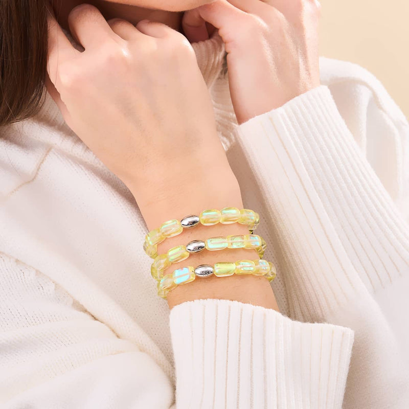 Bracelet galet en verre Galaxy | Argent sterling 925 | Sunburst 