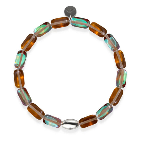 Bracelet galets en verre galaxie en argent sterling 925 