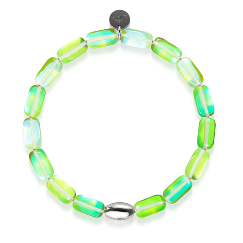 Bracelet en galets de verre Galaxy | Argent sterling 925 | Lune verdoyante 