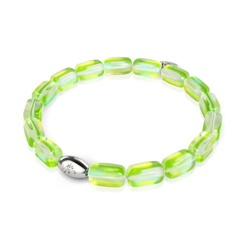 Bracelet en galets de verre Galaxy | Argent sterling 925 | Lune verdoyante 