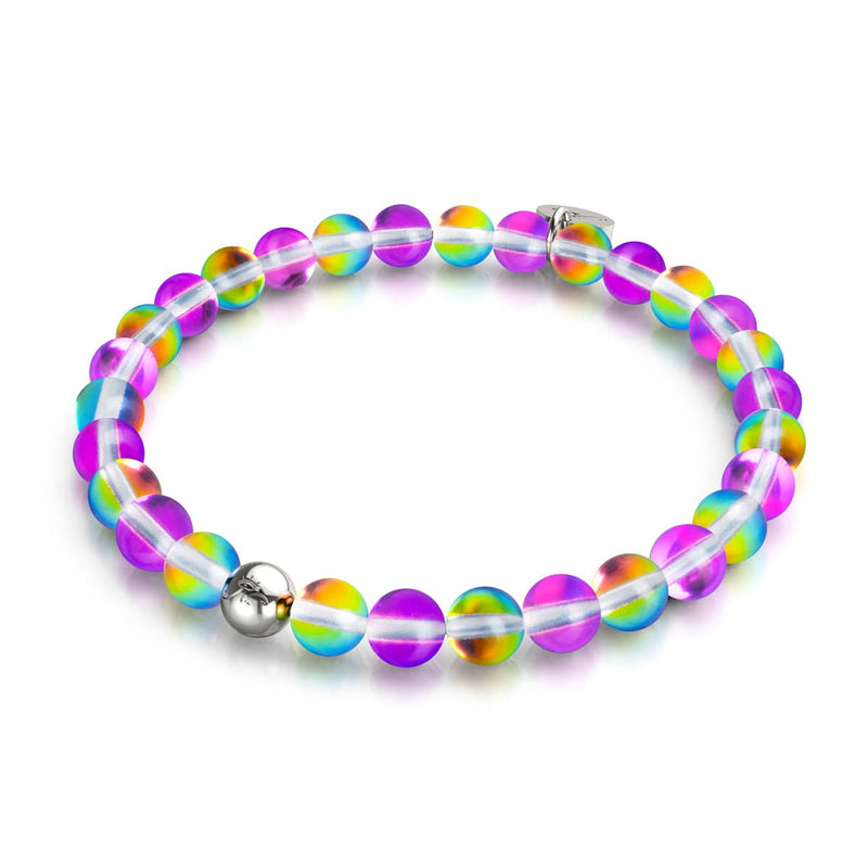 Violet Andromeda | Silver | Galaxy Glass Bead Bracelet