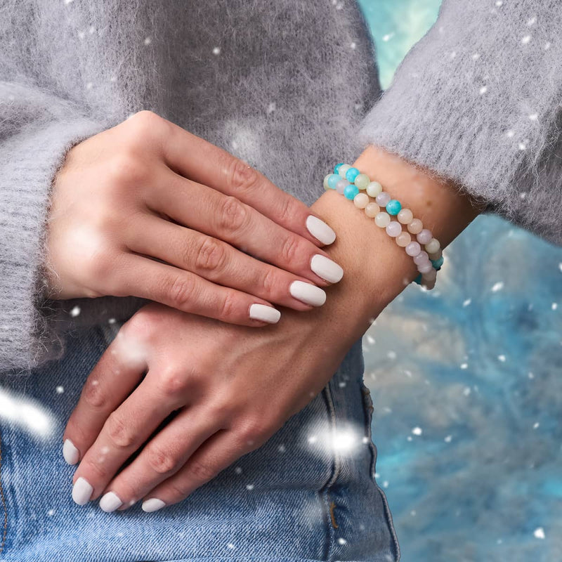 Glaciers scintillants | Argent | Enveloppe de pierres précieuses turquoises dorées