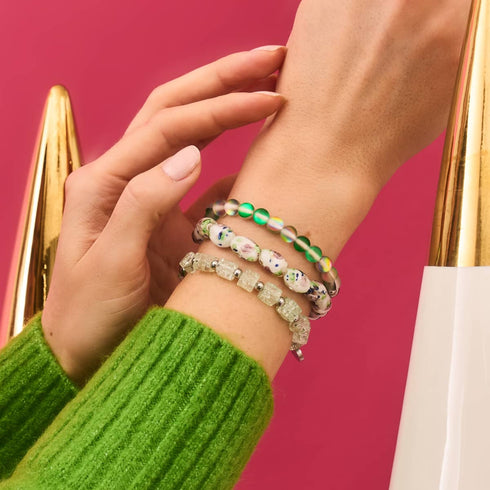 Matcha glacé | Verre pailleté | Bracelet en sucre