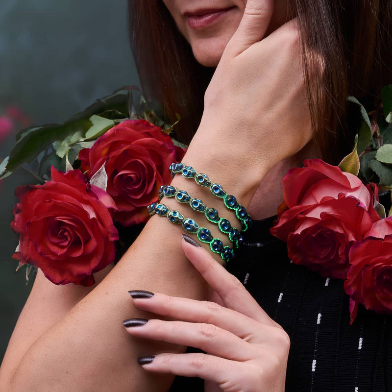 Marées fantômes | Teal Skulls x Teal GloWeave | Bracelet en macramé 