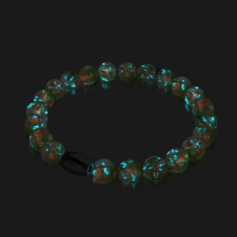 Éclipse d'émeraude | Argent sterling 925 | Bracelet en verre lunaire 