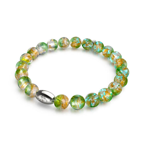 Éclipse d'émeraude | Argent sterling 925 | Bracelet en verre lunaire 