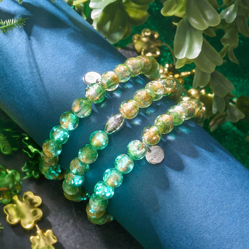 Éclipse d'émeraude | Argent sterling 925 | Bracelet en verre lunaire 