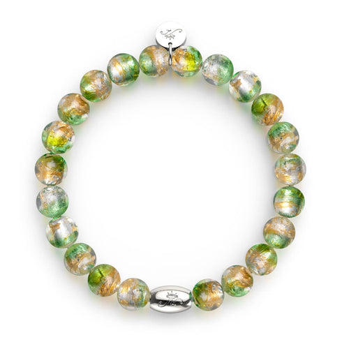 Éclipse d'émeraude | Argent sterling 925 | Bracelet en verre lunaire 