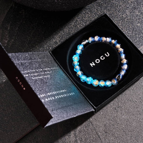 Bracelet en verre lunaire Indigo Horizon | Argent sterling 925