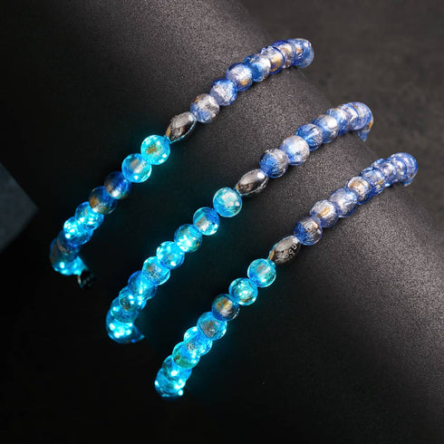 Bracelet en verre lunaire Indigo Horizon | Argent sterling 925