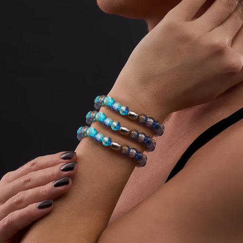 Bracelet en verre lunaire Indigo Horizon | Argent sterling 925