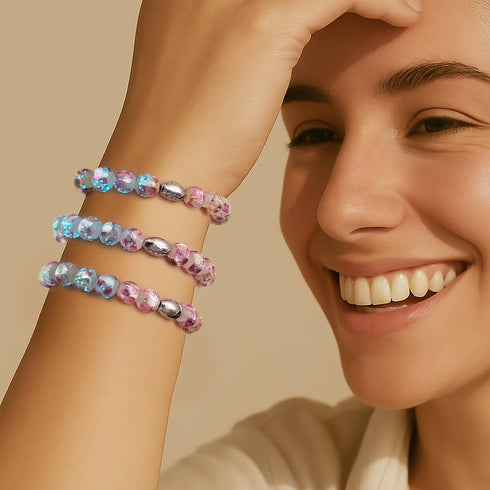 Pink Eclipse | .925 Sterling Silver | Lunar Glass Bracelet