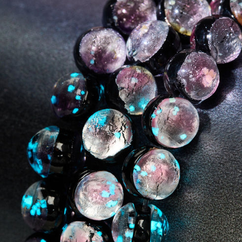 Bracelet en verre lunaire en argent sterling 925 avec lune rose