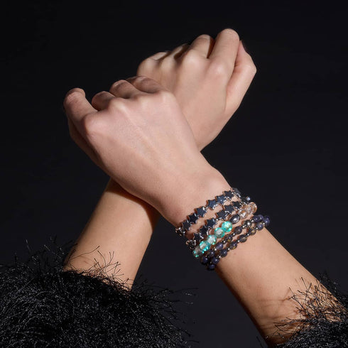 Bracelet en verre lunaire en argent sterling 925 avec motif lune de mandarine