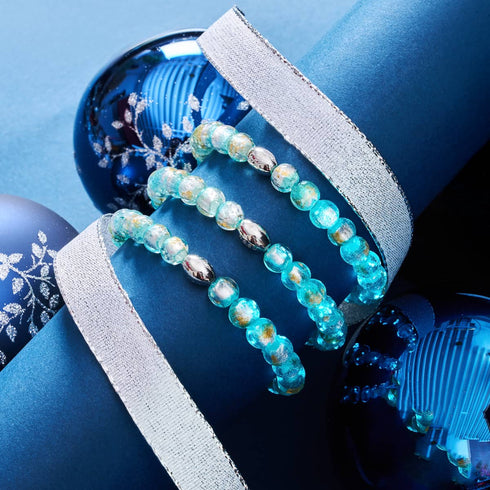 Bracelet en verre lunaire en argent sterling 925 avec motif de lune turquoise