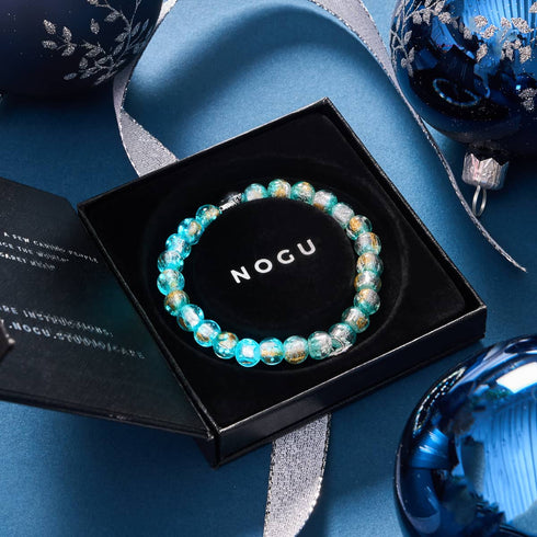 Bracelet en verre lunaire en argent sterling 925 avec motif de lune turquoise