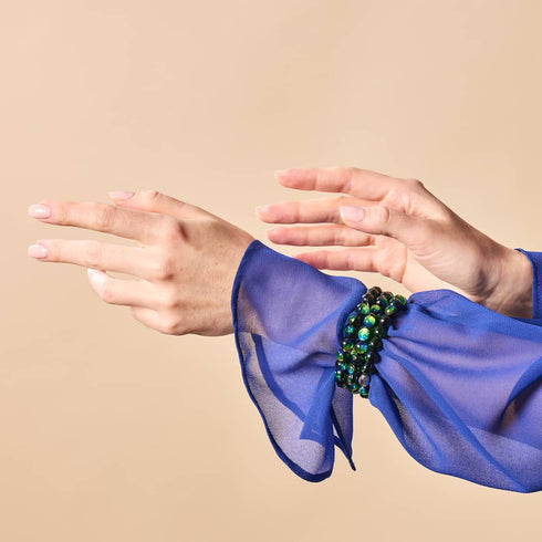 Bracelet en verre lunaire Turquoise Horizon | Argent sterling 925