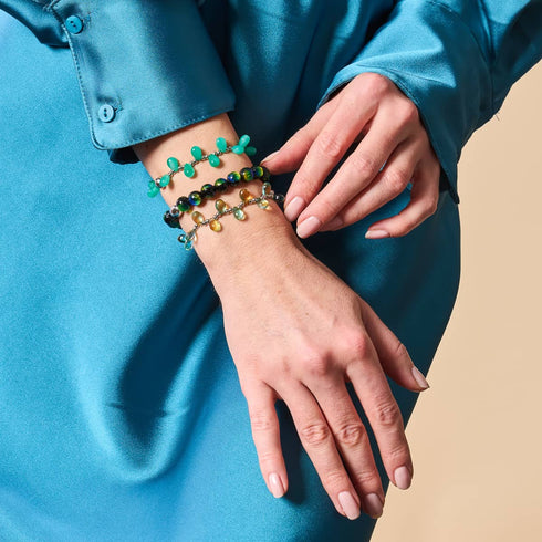 Bracelet en verre lunaire Turquoise Horizon | Argent sterling 925