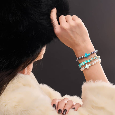 Horizon outremer | Argent sterling 925 | Bracelet en verre lunaire
