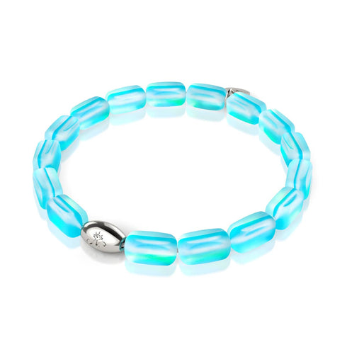 Aigue-marine | Argent sterling .925 | Bracelet Galet de Verre Sirène 
