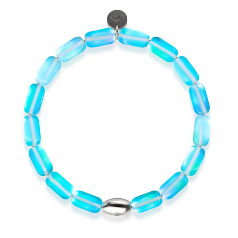Aigue-marine | Argent sterling .925 | Bracelet Galet de Verre Sirène 