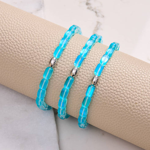 Aigue-marine | Argent sterling .925 | Bracelet Galet de Verre Sirène 