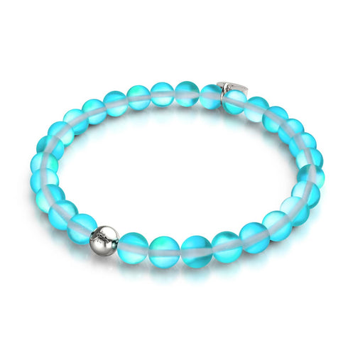 Aigue-marine | Argent | Bracelet de perles de verre sirène