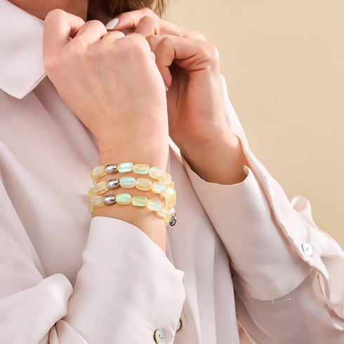 Canari | Argent sterling 925 | Bracelet galet en verre sirène 
