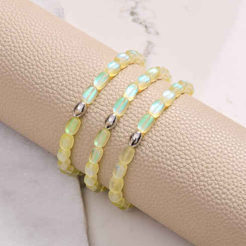 Canari | Argent sterling 925 | Bracelet galet en verre sirène 