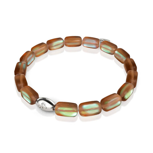 Chocolat | Argent sterling 925 | Bracelet galet en verre sirène 