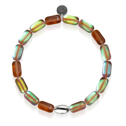 Chocolat | Argent sterling 925 | Bracelet galet en verre sirène 