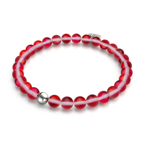 Vermillon foncé | Argent | Bracelet de perles de verre sirène