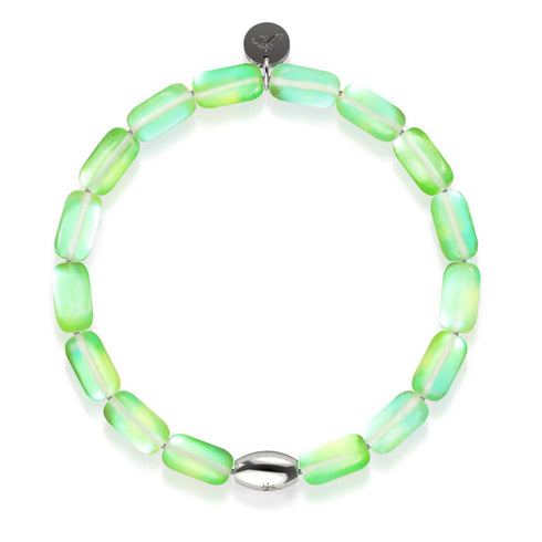 Bracelet galet en verre sirène en argent sterling 925 et émeraude 
