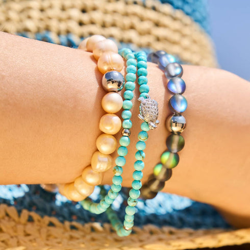 Gris | Argent | Bracelet de perles de verre sirène