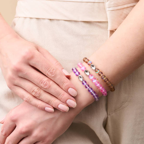 Pink | .925 Sterling Silver | Mermaid Glass Bead Bracelet