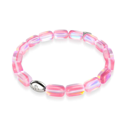 Bracelet galet en verre sirène rose | Argent sterling 925 
