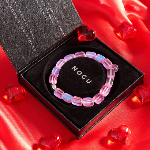 Bracelet galet en verre sirène rose | Argent sterling 925 