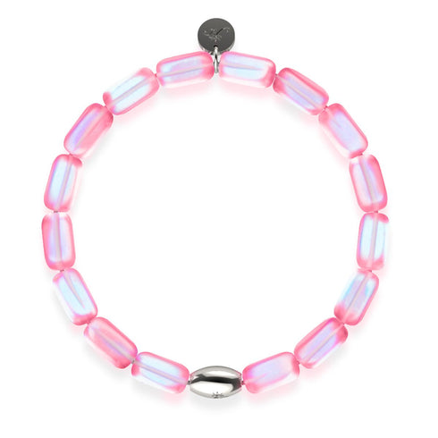 Bracelet galet en verre sirène rose | Argent sterling 925 