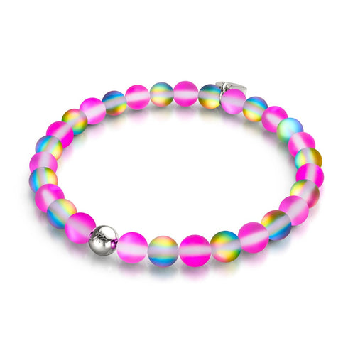 Limonade rose | Argent | Bracelet de perles de verre sirène 