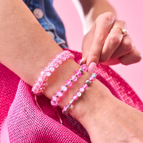 Limonade rose | Argent | Bracelet de perles de verre sirène 